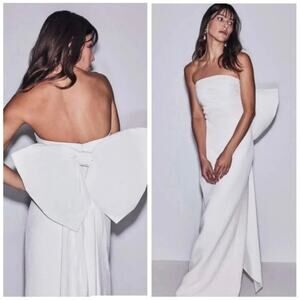 Rebecca Vallance White Madeline Bow Bridal Wedding Strapless Gown 4 US / 8 AUS